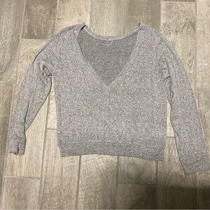 Joah Brown Heather Gray V-Neck Long Sleeve Top